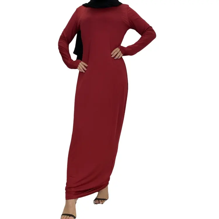 Middle East Dubai solid color long sleeve dress base Muslim women's robes abaya price in saudi arabia