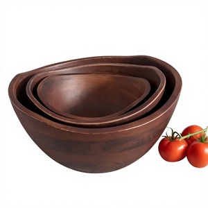 Bols de service classiques en bois d'acacia écologique de haute qualité, faits à la main, compatibles lave-vaisselle, sans danger pour les aliments, style moderne, en stock, pour cadeaux promotionnels - Product Image 6