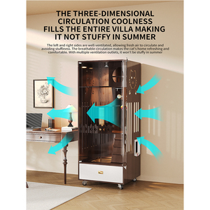 יוקרה רב-חתול מקורה וילה כלוב ידידותי לסביבה נושם מעץ מלא נשם סגנון מודרני שכבות מרובות - Product Image 3