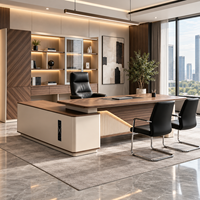 Bureau de direction haut de gamme en forme de L avec armoire intégrée pour bureau de PDG