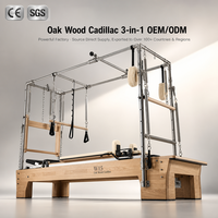 Table de Pilates 3-en-1 en bois de chêne, gain de place, avec Reformer, Cadillac et Trapèze intégrés, équipement professionnel pour studio de yoga et usage commercial