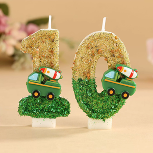 Vela de Cumpleaños con Número, Camión Verde de Dibujos Animados, Vela Brillante para Pastel, Decoración para Fiesta de Cumpleaños de Niños - Product Image 3