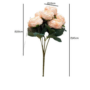 Bulk Europe Vintage 7 têtes Burn Edge Bouquet de fausse pivoine en soie pour arrangement de mariage - Product Image 4