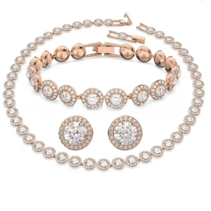 Trend Fine Jewelry Charm Armband Halskette Ohrringe Zirkonia Runde Kristall Diamant Tennis Armbänder Schmuck Set für Frauen - Product Image 4