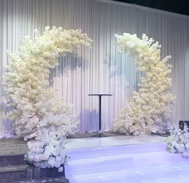 Y-I039 özelleştirilmiş düğün dekorasyon malzemeleri düğün çiçekler kemer kiraz çiçeği ay çiçek kemer düğün töreni dekor için