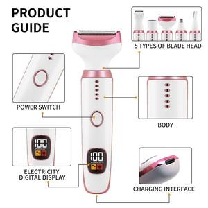 Rasoir électrique 5-en-1 pour femme avec écran LED, lames en alliage d'aluminium - 61-90+ min d'autonomie, chargement USB pour sourcils, aisselles, jambes - Product Image 3