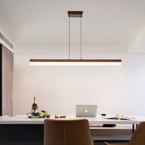 SKD Sunsir, lámpara colgante lineal de color nogal negro, lámpara colgante de techo de metal de grano de madera moderna, lámpara colgante LED minimalista - Product Image 2