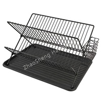 Égouttoir à vaisselle pliable en acier à 2 niveaux pour comptoir de cuisine, support de rangement pour bols et assiettes