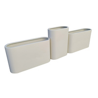Vente en gros de jardinières ovales blanches polyvalentes de grande taille, style shabby chic, pour plantes succulentes et plantes tropicales, pot à fleurs haut avec revêtement en poudre