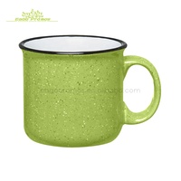 Tasses à café en céramique marbrée émaillée pour pique-nique et feu de camp, 15 oz, vierges, en gros, avec impression par sublimation, faible MOQ, Chine 2026