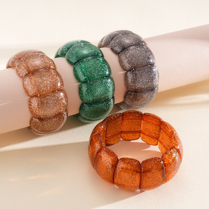 Pulsera Elástica Cuadrada de Acrílico J, Brazalete de Moda Exagerado Personalizado, Joyería de Mano Minimalista de Lujo para Mujer - Product Image 2