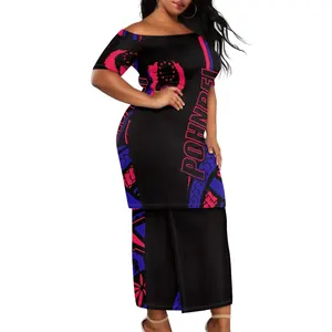最新波利尼西亚部落服装露肩波纳佩波莱塔西女装定制印花晚会波莱塔西波纳佩套装