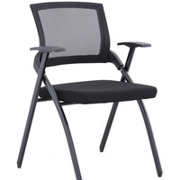 Chaise de conférence en maille noire avec tablette d'écriture, siège ergonomique pour salle de réunion, bureau et formation