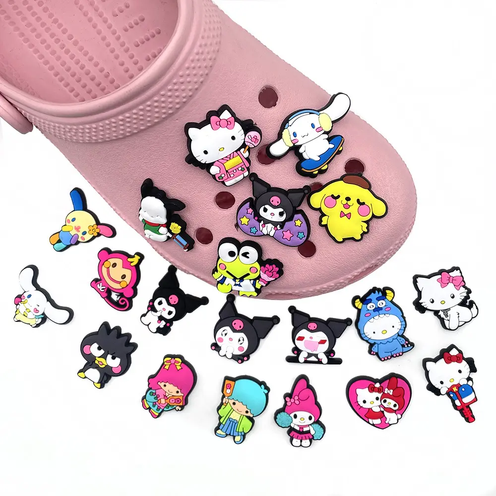 Cheap DIY kawaii girls gifts removable sanrio cartoon characters my melody hellos kitty croced charms for crocsing