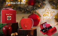 Boîte à bijoux personnalisée rose rouge style pomme Emballage cadeau élégant rose à savon pour bague et collier