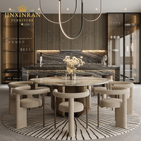 Chaise de salle à manger en velours crème sur mesure de luxe, pieds en acier inoxydable, siège rond, dossier semi-circulaire, mobilier moderne pour hôtel, villa, restaurant