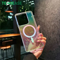Étui de protection pour téléphone portable en gros, étui magnétique à paillettes dégradées arc-en-ciel, anti-chute, avec logo personnalisé pour Moto G Power 5G 2025