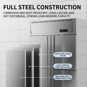 <span class=keywords><strong>Armoire</strong></span> de congélation en acier inoxydable à double/quatre portes, à refroidissement par air, sans givre, avec bac de rangement intégré pour le pain et les gâteaux - Product Image 2