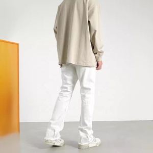 Jeans Huanqiu para <span class=keywords><strong>Hombre</strong></span>, Corte Recto, Lavado Vintage, <span class=keywords><strong>Blanco</strong></span> y Negro, Desgastados, Estilo Urbano, Cintura Media - Product Image 5