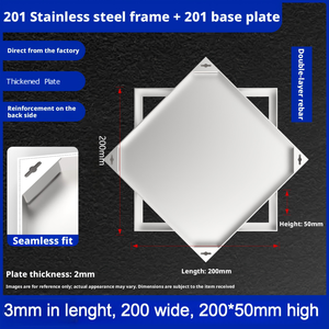 Couvercle d'égout invisible en acier inoxydable personnalisable : cadre en acier inoxydable 201 résistant à la corrosion + plaque de base de 2 mm d'épaisseur - Product Image 2