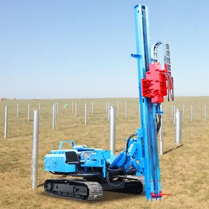 Solaire photovoltaïque sur chenilles forage au sol pieux machine