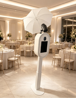 Photomaton ovale moderne réglable en hauteur compatible avec les appareils photo reflex et les iPad, avec support d'imprimante