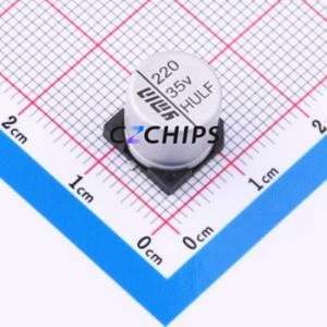 Condensador Electrolítico de Aluminio Híbrido Sólido-Líquido VHUE1051V221MVCG SMD, D10xL10.5mm 220uF 20% 35V 10mm - Product Image 1