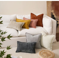 Housses de coussin en chenille super douce teintes solides de luxe avec taies d'oreiller imprimées Boho à bride pour hôtel et maison pour canapé et canapé