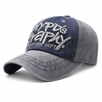 Gorra de Béisbol de Mezclilla Vintage Lavada al por Mayor, Bicolor, con Bordado 3D, Seis Paneles, Ajustable, Unisex