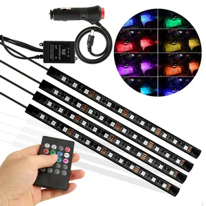 9LEDs/strip, RGB Atmosphere lights,music sensor with remote control,Silicone waterproof for universal interior light