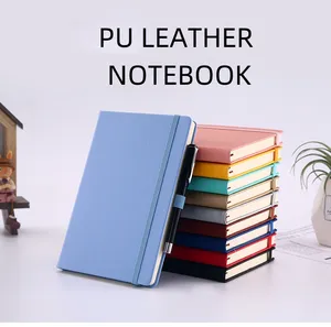 Grosir Promosi 2024 notebook kertas a4 a5 dapat disesuaikan Logo kustom sampul keras Notebook kulit PU dengan penjilidan