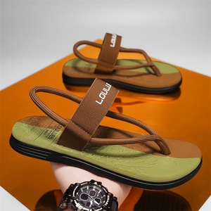 Louluen T-Strap Sandals Men Anti-Slip Rubber Outsole Casual <b>Beach</b> <b>Shoes</b> Open Toe Solid Color Textile Lining - Product Image 4