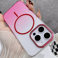 Étui magnétique antichoc de luxe à paillettes transparentes pour iPhone 16 Pro Couverture scintillante Bling pour femmes pour iPhone 17 16 15