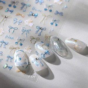 Pegatinas de <span class=keywords><strong>Uñas</strong></span> con Diseño de Lazo de Niña, Ferrite Soft, TL264, Estilo Dulce, Láser Brillante, Ultrafinas, Sin Rastro, Diseño de <span class=keywords><strong>Nubes</strong></span> de Conejo - Product Image 2