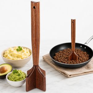 Écraseur à viande en bois, pilon à viande, hachoir à viande, outil pour écraser les hamburgers, écraseur de pommes de terre et de haricots, déchiqueteur de poulet et de bœuf, ustensile de cuisine - Product Image 1