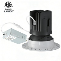 Plafonnier LED COB encastré anti-éblouissement de 3 pouces sans cadre, 5CCT ou lumière chaude dimmable, pour plâtre, avec certification ETL