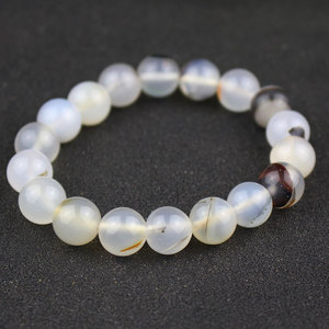 Pulsera de cuentas de ágata blanca de 6 mm, redonda, de piedra natural, regalo de joyería para mujeres, amigas, regalo de cumpleaños - Product Image 4