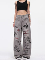 YUANBOFEI Jeans personnalisés de haute qualité, style vintage, streetwear, motif de chiot, graffiti coloré, super confortables pour unisexe