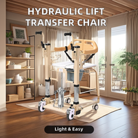 WCHT Lève-personne hydraulique de transfert, déambulateur, chaise-commode réglable et pliable, 200 kg, équipement de sécurité pour salle de bain