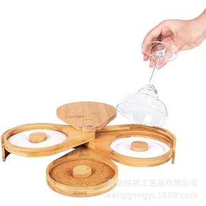 <b>Bamboo</b> Wooden Three Layer Salt Sugar Rim Box Cocktail Party Bartending Tool Desktop Storage <b>Container</b> - Product Image 1