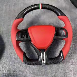 Volante de Fibra de Carbono Personalizado con Cuero Rojo y Anillo con la Bandera Italiana para Maserati Ghibli <span class=keywords><strong>Levante</strong></span> GT Quattroporte - Product Image 1