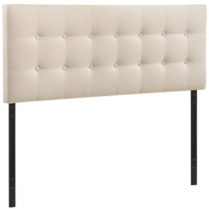 Klassieke En Elegante Beige Houten Hoofdeinde Met Getuft Ontwerp - Product Image 1