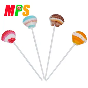 Careful Selection Raw Materials Seaweed Flavor Multicolor Shell Shape Lollipop Candy