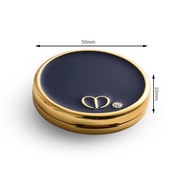 Miroir de poche rond compact cosmétique en émail souple plaqué or double face, idéal pour les cadeaux promotionnels