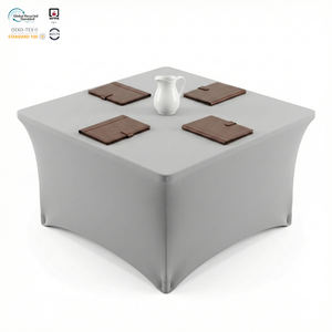 Housse de table extensible moderne en spandex blanc anti-plis de 72 pouces, imperméable et écologique pour buffet - Product Image 1