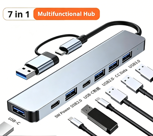 7-Port USB-Hub Typ C USB-A Dual-Interface Aluminium-Legierung Dockingstation für Laptop <span class=keywords><strong>PC</strong></span> - Product Image 2