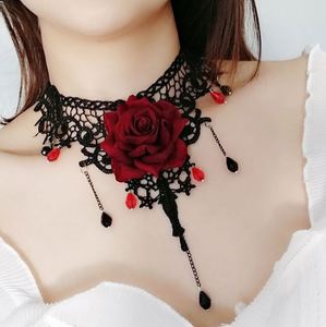 Dark Gothic Vintage Rose Flower Choker Collarbone <b>Chain</b> Necklace for Women Diamond Pearl <b>Copper</b> Religious Parties Gifts - Product Image 1