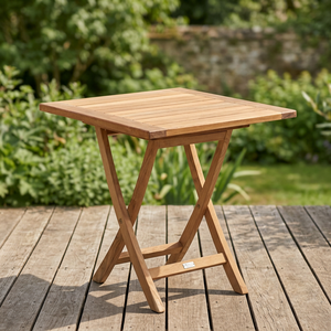 Ensemble de table à manger pliante en teck, durable, écologique, moderne, minimaliste, carrée, 4 places, meubles de salle à manger - Product Image 2