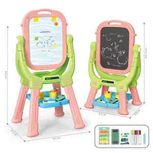 Juguete Educativo para Niños, Pizarra de Dibujo 3 en 1 con Silla, Lápices de Colores y Tiza - Product Image 4