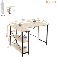 Bureau d'ordinateur en bois convertible en forme de L, moderne et compact, pour la maison ou le bureau, avec étagère